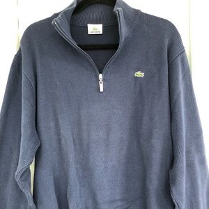 Lacoste Long Sleeved V-Neck Blue Sweater